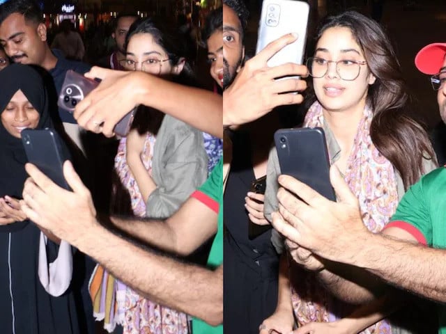 Janhvi Kapoor semble mal à l’aise alors que ses fans se pressent autour d’elle pour prendre des selfies